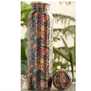 Botella de Agua con Acabado Esmaltado, Estilo Floral, Cobre Puro, Botella de Agua Ayurvédica Personalizada a Precio de Mayoreo - Product Image 2