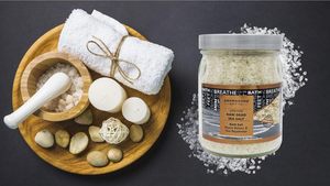 Sales de baño del Mar Muerto de etiqueta privada personalizables de 8 libras, aromas terapéuticos ricos en minerales naturales y sintéticos en tarro - Product Image 4