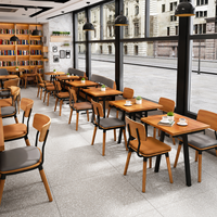 Ensemble de table et de chaises de restaurant en bois moderne pour 2 personnes, mobilier de restauration commercial, ensembles de salle à manger pour la restauration rapide, pour café, salon de thé