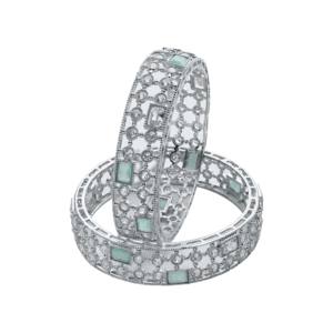 Silver Plated Reverse AD Bangles, <b>Fashion</b> <b>Bracelets</b> Bangles, Brass Reverse AD Luxury Bangles, Everyday Wear Reverse AD Bangles. - Product Image 3