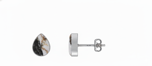 Boucles d'oreilles clous en argent 925 de qualité supérieure, pierre précieuse blanche de buffle, forme poire, marquise, ovale, fermoir papillon, sertissage en bézel, coffret cadeau 3 pièces - Product Image 3