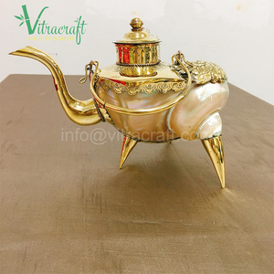 Service à thé fait à la main. Fabriqué à partir de coques nautilus de qualité supérieure, combinées à un métal cuivré. Créer des produits uniques. Un cadeau significatif - Product Image 5
