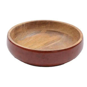 Cuenco de madera para servir con diseño de esmalte de azulejo floral - Product Image 1