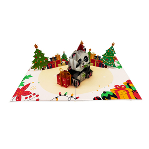 การ์ดคริสต์มาสแพนด้า3D ป๊อปอัพทำด้วยมืองานหัตถกรรมกระดาษตัดด้วยเลเซอร์การ์ดอวยพรตามสั่งไอเดียของขวัญวันหยุดจากเวียดนามแฮนด์เมด - Product Image 2