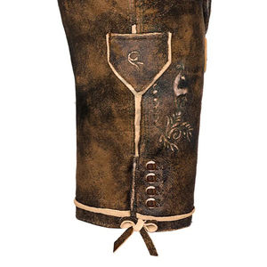 Pantalones cortos bordados de cuero marrón sueco genuino Oktoberfest Lederhosen 100% para hombre - Product Image 5