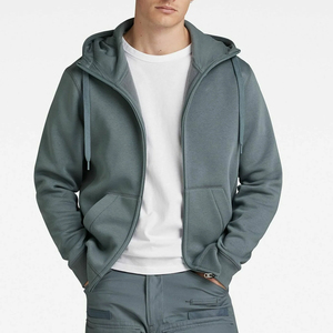 OEM personnalisé sweats à capuche pour hommes 100% coton premium tissu polaire teint uni confortable respirant fermeture éclair sweats à capuche pour l'automne décontracté - Product Image 1