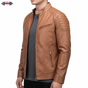 Chaqueta de Motociclista de Invierno para Hombre, Personalizada, de Cuero Vacuno Marrón de Alta Calidad, con Decoración Bordada, Estilo Racer Bomber, Impermeable y Resistente al Viento - Product Image 6