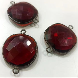 Haute qualité grenat Hydro Quartz Briolette coussin forme lunette connecteur 18mm Double boucle breloques pour la fabrication de bijoux - Product Image 3