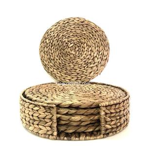 Napperon rond en jonc de mer tissé à la main de King Craft, plaque de chargement de napperon en jacinthe d'eau tressée à la main - Product Image 3