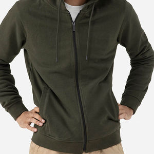 Sudadera con capucha con cremallera de peso pesado de gran tamaño para hombre, sudadera de lana de algodón con cremallera gruesa básica para otoño, novedad de 2025 - Product Image 5