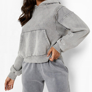 Meilleur design Sweats à capuche personnalisés et délavés à l'acide pour femmes Séchage rapide Respirant avec fermeture éclair Vêtements d'hiver stylés OEM pour l'hiver - Product Image 3