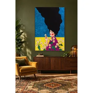 Fida, femme en robe violette dans un champ de marguerites, impression sur toile - Product Image 2