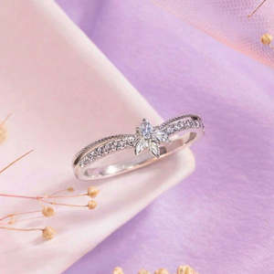NOVAMART Fine Hallmark Silver Rose <b>Gold</b> Plated Women's Engagement <b>Ring</b> Cubic Zirconia Pave <b>Set</b> Cluster Adjustable Inlay Number - Product Image 1