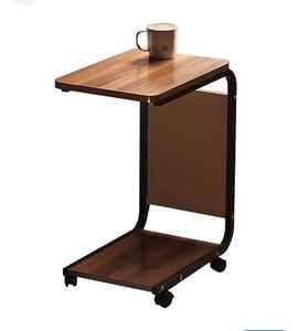 Table basse gigogne en fer en forme de C, style industriel rustique moderne, avec plateau en bois, personnalisable pour salon et chambre à coucher - Product Image 2