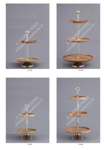 Présentoir à gâteaux et desserts 3 niveaux réglable en bois et métal, écologique et multifonctionnel, pour fruits, bonbons et rangement - Product Image 4