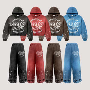 Conjunto Deportivo Personalizado para Hombre, Estilo Urbano, Grueso, Vintage, Lavado Ácido, Pantalones Jogger y Sudadera con Capucha - Product Image 1