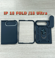 Coque de téléphone pliable antichoc pour Apple iPhone Duo avec anneau magnétique, protection coulissante de l'objectif et anti-rayures