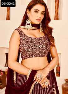 Georgette de imitación de estilo indio y pakistaní con Secuencia de bordado Zari Design Work Heavy Lehenga Choli para función de boda - Product Image 2