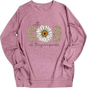 Sudadera con Capucha Corta para Mujer, con Estampado Personalizado de Logotipo de Flores, Sudadera Holgada, Lisa - Product Image 1