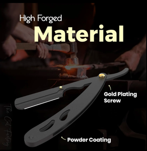 ANAAIF Rasoir professionnel à bord droit en acier inoxydable à lame unique pour hommes Finition poudre noire - Product Image 4