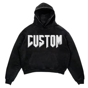 Sweat à capuche unisexe délavé à l'acide Vintage Streetwear léger polaire personnalisé impression graphique hommes Boxy Fit surdimensionné-pour l'hiver - Product Image 1