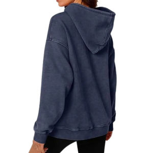 Sweat à capuche Streetwear surdimensionné 100% coton pour femmes coupe ample respirante lavage à l'acide personnalisé pour l'hiver - Product Image 2