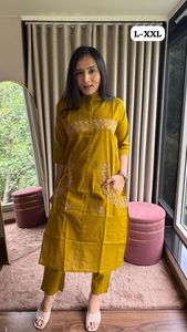 ชุดคุर्ติอินเดียทรงเอไลน์พร้อมกระเป๋า  งานฝีมือคุณภาพดี  ชุดพื้นเมืองทันสมัยสำหรับผู้หญิง เหมาะสำหรับใส่เที่ยวเล่น  ทำงาน  หรือไปงานปาร์ตี้  ไม่มีลายพิมพ์ - Product Image 2