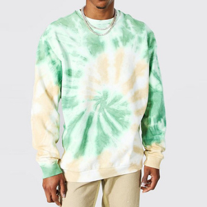 Sudadera Personalizada de Poliéster de Manga Larga para Hombre, Jersey de Cuello Redondo con Tinte de Corbata Verde para Otoño - Product Image 2