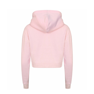 Women's Pink Cropped Hooded Sweatshirt Regular Fit Solid Color Full Sleeve Knitted Autumn Wear 2026 Latest - Product Image 2