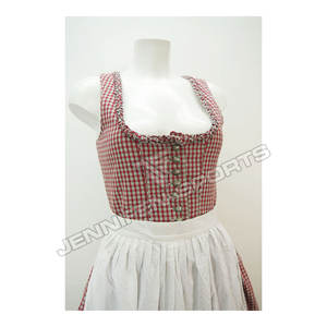 ชุดเดรสยาวสไตล์เยอรมันบาวาเรียผ้าฝ้ายลายหมากรุก/ผ้าธรรมดา3ชิ้นพร้อมเสื้อ100% - Product Image 2