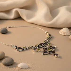 Colliers de mode pour femmes en argent 925 avec pierres précieuses, bijoux imposants - Product Image 3