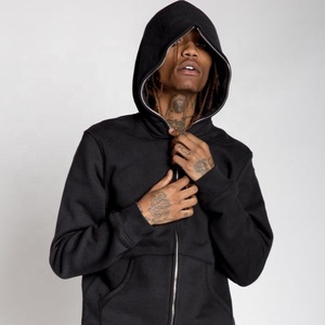 Breathable Wholesale Heavy GSM Fleece 100% Cotton Oversized Solid Winter Men's Full Face Zip Hoody with Embroidery Option - Product Image 4