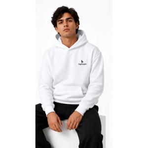 Sudadera con Capucha Blanca Lisa 2026, con Logotipo Bordado Personalizado en el Pecho, Sudadera de Alta Calidad, 100% Algodón Felpa, para Hombre - Product Image 4
