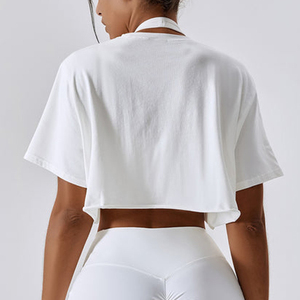 2025, Top corto para mujer, camisa recortada lisa, camisetas de gran tamaño de alta calidad, camisetas de manga corta para mujer - Product Image 3