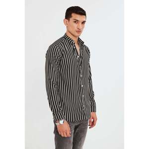 เสื้อเชิ้ตสีดำลายทางติดกระดุม - Product Image 6