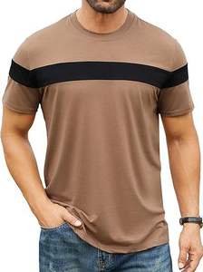 Men's Casual Basic Short Sleeve Tee 100% Cotton Crew Neck Pullover Color Block Shirt - Product Image 5
