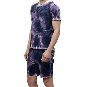 Ensemble short d'été deux pièces personnalisé lavé à l'acide pour hommes T-shirt respirant de couleur contrastée et survêtement court - Product Image 4