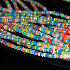Cuentas de ópalo Welo etíope de 16 pulgadas hechas a mano Disco Smooth Rondelle Multi-Color Plain Bead cuentas de piedra personalizadas - Product Image 3