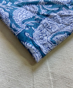 ผ้าฝ้ายพิมพ์ลายด้วยมือ ลายคลาสสิก (บุตะ) สีฟ้าอมเขียว - Product Image 3