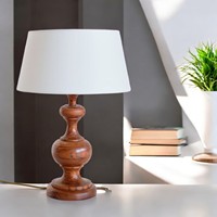 Lámpara de Mesa de Madera con Pantalla de Tela a Precio Accesible, Ideal para Decoración de Mesa en Sala de Estudio y Sala de Estar