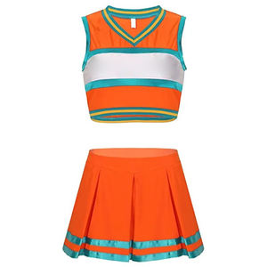 Meilleur prix professionnel de l'uniforme de pom-pom girl sans manches Pom-pom girl col rond sans manches haut court Mini Cheer leader uniforme - Product Image 2