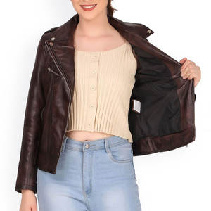 2025 cómoda chaqueta de cuero de tela suave para mujer, artículo fresco, fabricante al por mayor, chaqueta de cuero para mujer - Product Image 5
