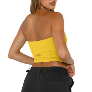 Custom Logo Women's Knitted Short Tube <b>Top</b> Wholesale High Quality Tank <b>Top</b> Quick Dry Gym Fitness Yoga <b>Crop</b> <b>Top</b> - Product Image 2