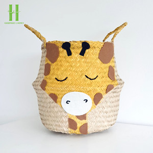 Hot Trend Design Seagrass Storage <b>Basket</b> Home Decorative Christmas Decorations Gifts <b>Foldable</b> Laundry <b>Basket</b> Storage Box Bin OEM - Product Image 1