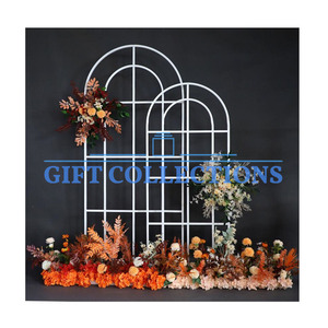 Arche de mariage en métal moderne, toile de fond plaquée or brillant, support de fleurs, scène rectangulaire, décoration d'arc de fleurs - Product Image 3