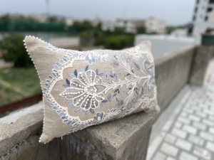 Handmade Indian Azo Free Eco Friendly Sustainable Floral Embroidered Linen Customized <b>Pillow</b> Covers At Best Price For Home Decor - Product Image 2