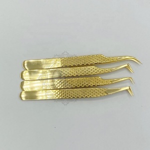 Extensions de cils pointus Plasma or privé personnalisables de qualité supérieure pince à épiler poignée diamantée en acier inoxydable de haute qualité - Product Image 3