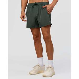 Rep 5 Performance <b>Short</b>-Carbon <b>Green</b> 5" Inseam Polyester Basketball <b>Shorts</b> with Elastic Waist and Leopard Logos - Product Image 2