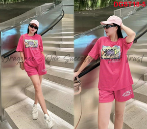 Của phụ nữ trang phục thiết lập bao gồm quần & Vòng cổ T-Shirt xương cá in lỏng thoải mái thân thiện với da ở mức giá tuyệt vời trong July - Product Image 4