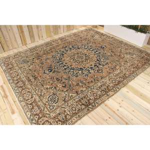 Tapis turc vintage surdimensionné 9,1x11,6 pi (276x353 cm), tapis Ikat marron - Product Image 1